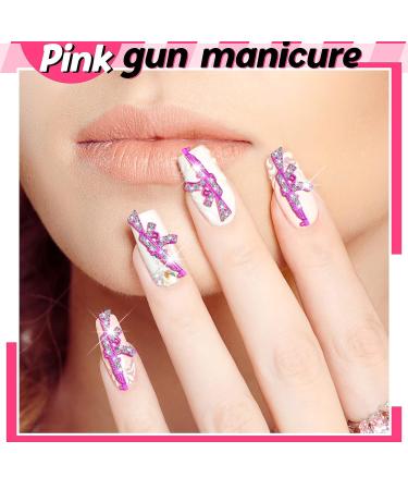 Loopeer 40 Pcs 3D Pink Gun Nail Charms - Shiny Diamond Metal Decorations for Nail Art & Jewelry Making - Buy Online on GoSupps.com