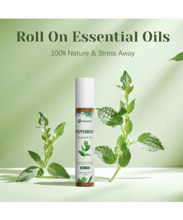 Peppermint Essential Oil Roll On Natural Aromatherapy Oil Blend Roller with Fresh Minty Aroma - Headache Stress Relief Self Care Gifts for Women - Buy Online on GoSupps.com