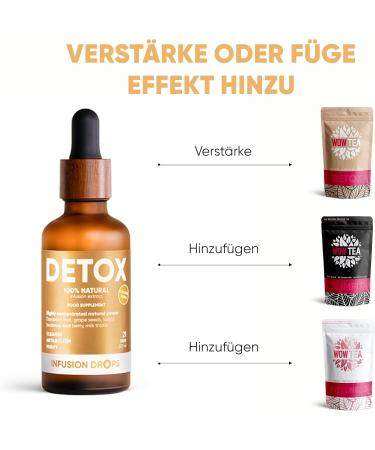 WOW TEA Detox Infusion Drops - Extraits d'herbes 100 % naturels pour le nettoyage du corps le drainage et le ventre plat - V g talien sans caf ine gouttes d tox sans alcool - Fabriqu dans l'UE - Buy Online on GoSupps.com
