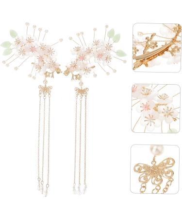 Beaupretty Flower Hair Clip Pairs antique hairpin headdress vintage chinese clip chinese style charms barrettes for girls flower tassel hairpin bride Acrylic Hanfu Hair Bows - Buy Online on GoSupps.com