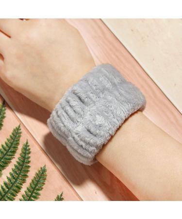 6 Pcs Spa Headband Wrist Washband Set | Prevent Spills | Towel Wristbands for Women and Girls | White+Gray - Buy Online on GoSupps.com