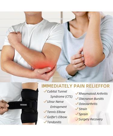Elbow Brace for Cubital Tunnel Syndrome | Ulnar Nerve Splint with 4 Removable Metal Splints - Pain Relief for Tendonitis Arthritis & Sports | Left Black for Men & Women - Buy Online on GoSupps.com