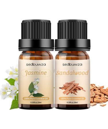 Sandalwood Jasmine Essential Oil Set - 2 x 10 ml for Diffusers Aromatherapy Soap & Candle Making | Sedbuwza - Buy Online on GoSupps.com