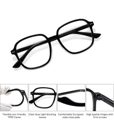 Sojos Oversized Square Blue Light Blocking Glasses for Women - TR90 Frame - SJ5081 C1 Black Frame - Buy Online on GoSupps.com