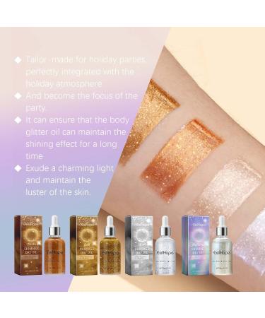 Buy Golden Face & Body Glitter - Waterproof Shimmer Oil & Hairspray | Perfect for Party Looks | 30ml Natural Sparkly Body Glow - Buy Online on GoSupps.com