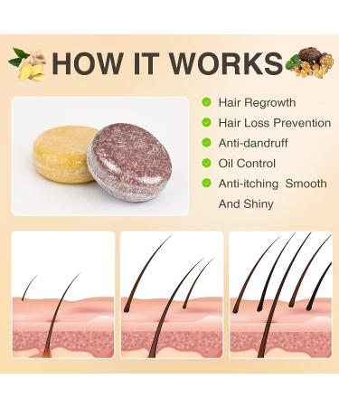 Organic Polygonum Multiflorum Ginger Hair Growth Shampoo Bars - Anti Hair Loss & Anti-Dandruff - 2pcs Set - Buy Online on GoSupps.com