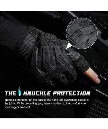 YOSUNPING Tactical Half Finger Gloves - Touchscreen, Riding, Motorcycle, Hunting, Cycling - Black X-Large - Buy Online on GoSupps.com