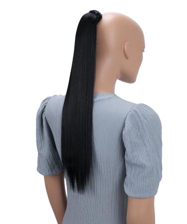 CAISHA 24" Hairpiece Ponytail Extension Self-adhesive Closure Straight Black HCK1 black #1 HCK1