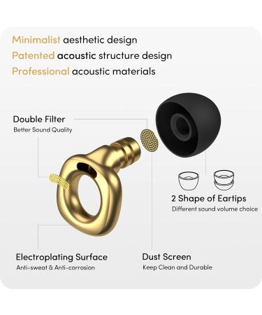 Audree Style High Fidelity Reusable Ear Plugs - Noise Reduction for Concerts, Musicians, Motorcycles, Study, Parent Parties, Flights & Sensitivity - 18-29dB Noise Cancelling (Gold) - Buy Online on GoSupps.com