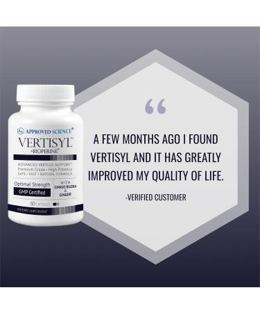Approved Science VertiSyl - Ginkgo Biloba, Ginger, Vitamin D3, BioPerine - 60 Capsules - 1 Month Supply 60 Count (Pack of 1) - Buy Online on GoSupps.com