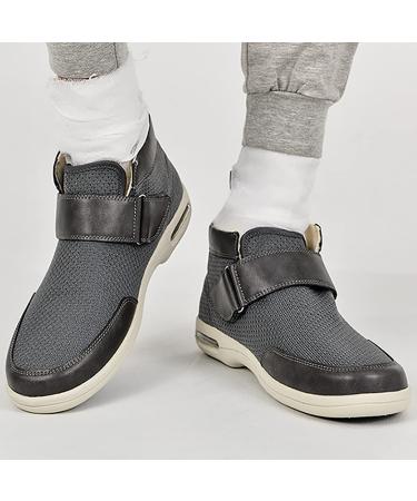 Mens Diabetic Shoes Extra Wide Width Diabetic Slippers with Adjustable Closure Breathable Non-Slip Orthopedic Shoes for Edema Plantar Fasciitis Bunions Arthritis Swollen Feet Grey 13