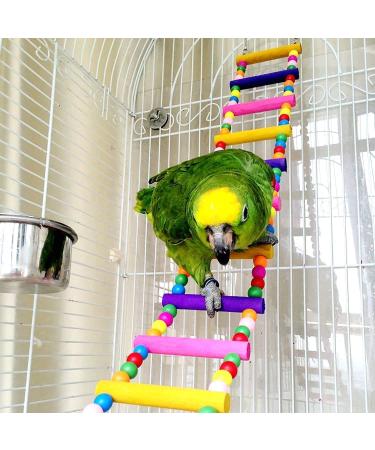 Wonninek Bird Parrot Toys 10-Step Ladders Swing Chewing Toys Hanging Pet Bird Cage Accessories Swing Toy for Small Parakeets Cockatiels Lovebirds Conures Macaws