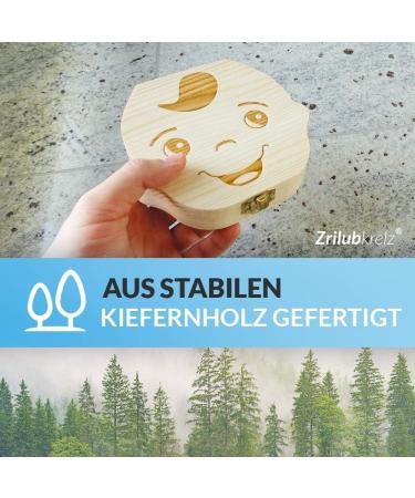 Original Zrilubkrelz Wooden Tooth Box for Children | German Milk Tooth Keepsake Gift | Personalized with Letter | 2 Versions for Boys & Girls - Buy Online on GoSupps.com