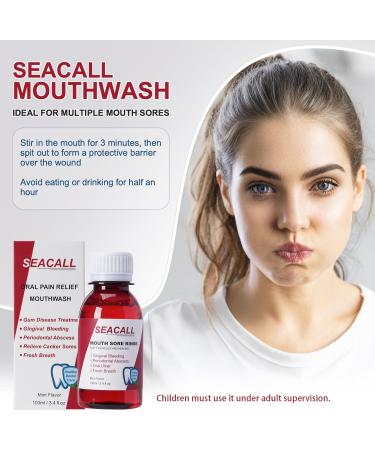 SEACALL Oral Rinse Mouthwash - Mouth Rinse Help Canker Sores & Gingival Bleeding Treatment - Fresh Mild Mint (100ml/3.4 Fl oz) - Buy Online on GoSupps.com