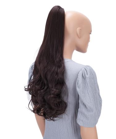 CAISHA 60cm Hairpiece Ponytail Braid Ponytail Hair Extension Voluminous Slightly Wavy Dark Brown H50 dark brown #4A H50