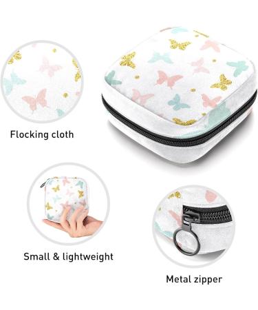 Portable Menstrual Cup & Pad Holder Bag | Butterfly Print Pattern | Feminine Product Pouch for Period Kit | Color 14 - Buy Online on GoSupps.com