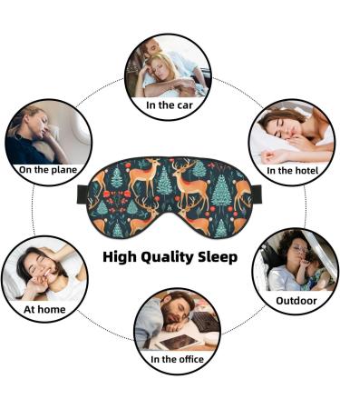 Christmas Tree Elk Print Unisex Sleep Eye Mask - Soft Comfort Eye Shade for Travel Yoga & Shift Work - Buy Online on GoSupps.com