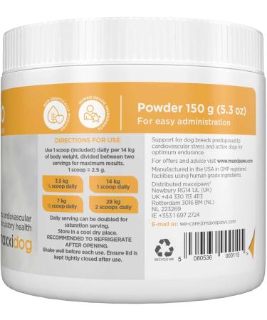 maxxipaws maxxicardio Heart and Cardiovascular Supplement for Dogs Powder 150 g 150 g (Pack of 1) - Buy Online on GoSupps.com