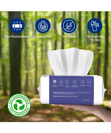 100-Count Biodegradable Face Clean Towels for Sensitive Skin - Lint-Free Disposable Facial Wash Cloths for Skincare & Makeup Removal - Buy Online on GoSupps.com
