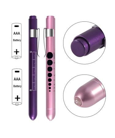 Almocn 2-Piece Pen Lamp Set - LED Nurse Pencil Lamp with Pupil Teaching Ruler in Rose Gold & Violet - Reusable Medical Light - Buy Online on GoSupps.com