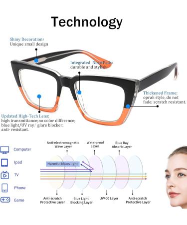 3 Pack Oprah Style Oversized Reading Glasses for Women - Blue Light Blocking Cat Eye Readers - Anti UV Ray & Eye Strain - Stylish Eyeglasses with Pouches - 2.75x Magnification - Buy Online on GoSupps.com