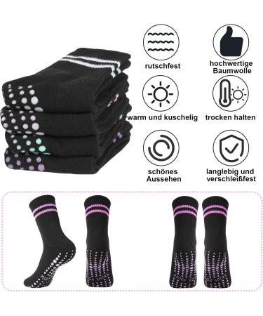 Newofview Non-Slip Yoga Socks for Women | 4 Pairs Anti-Slip Pilates & Sports Socks (Sizes 37-42) - Perfect for Home Hospital & Dance Workouts - Buy Online on GoSupps.com