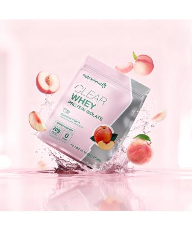 Nutrasumma Clear Whey Protein Isolate Powder 20g Protein Sugar Free Fat Free Lactose Free Summer Peach Flavor 1.21 lb 22 Servings - Buy Online on GoSupps.com