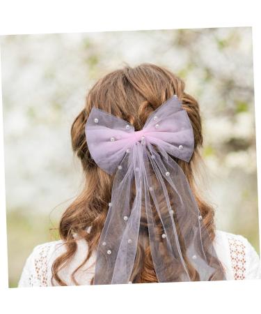 Beatifufu Bridal Hair Accessories Pearl Hair Clips Bride Hair Bow Bridal Hair Bow Pearl Veil Hair Bows Pink Hair Bow Wedding Hair Bow Bride Hair Clip Bachelorette Party Favors - Buy Online on GoSupps.com