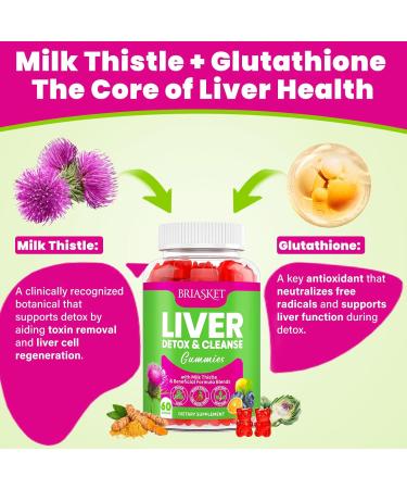 Liver Detox Cleanse & Repair, 2000 mg Milk Thistle Liver Detox, Liver Support Supplement with Glutathione, Dandelion Root, Turmeric & Artichoke, 23-in-1Herbal for Liver & Gut Health, Vegan, 60 Gummies 60 Count (Pack of 1) - Buy Online on GoSupps.com