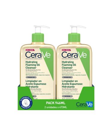CeraVe CeraVe 2-Pack Hydrating Foaming Oil for Normal to Very Dry Skin with Atopic Proneness Face and Body - 473 ml - Cleanses and Moisturizes - Enriched with