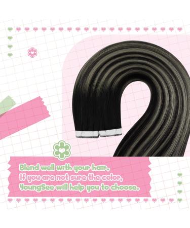 Youngsee Ombre Tape In Hair Extensions - Real Hair 50cm Invisible Tape Smooth 50g - #1B/S/1B & #1B/Silver/1B - Buy Online on GoSupps.com