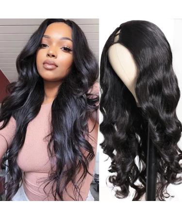 Dosacia V Part Wigs Human Hair Body Wave Brazilian Virgin Human Hair Wigs For Black Women Upgrade U Part Wigs Glueless Wigs Human Hair Glueless Full Head Clip In Half Wig V Shape Wigs No Leave Out Lace Front Wigs 150% Density Natural Color 20Inch 20IN V P