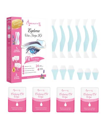 Beauty7 Beauty7 Cold Wax Eyebrow Strips - Sensitive Skin - 24 Strips & 4 Cleansing Wipes