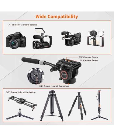 Cayer H6 Video Fluid Head Tripod with 60mm Flat Base & Pan Bar Handle - Max 13.2LB Load Capacity - Buy Online on GoSupps.com