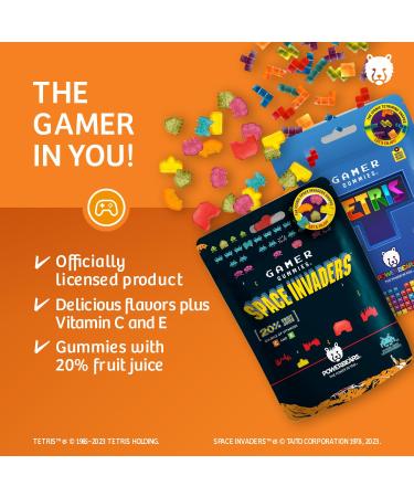 PowerBears Gamer Mix - Tetris & Space Invaders Gummy Bears | Fruity Flavors (4x125g) - Perfect Snack for Gamers! - Buy Online on GoSupps.com