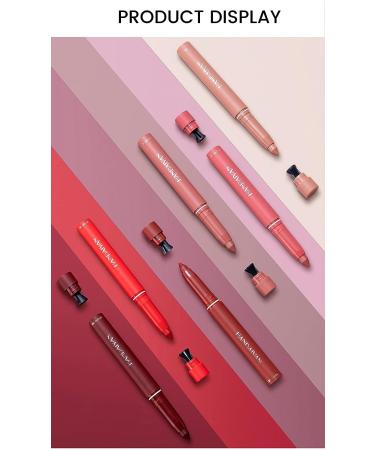 6Pcs HANDAIYAN Rotating Matte Lip Crayon Set B with Built-In Sharpener - Buy Online on GoSupps.com
