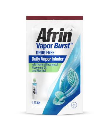 New Afrin Vapor Burst On-The-Go Daily Inhaler 100% Drug Free Infused with Natural Eucalyptol Rosemary Oil and Menthol 0.8 mL