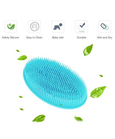 Silicone Body Scrubber 3pcs Set for Sensitive Skin - Exfoliating Brush for Shower, Bath, SPA Massage - Green, Purple, Cyan - Buy Online on GoSupps.com