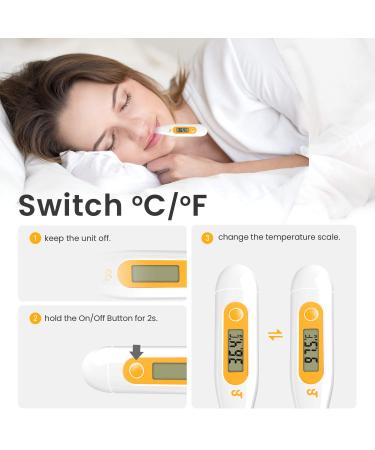 Buy Digital Fever Thermometer - Accurate Rectal Oral & Axillary Thermometer for Babies Children & Adults - Waterproof Probe Quick Reading Orange Color - Buy Online on GoSupps.com