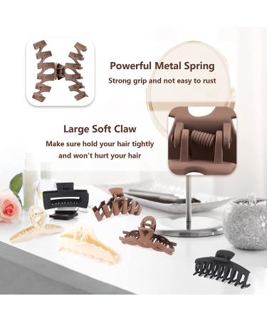 B. H.C Brown Black Beige 4.5 Inches Large Hair Claw Clips - Set of 6 Neutral, Strong Hold Hair Clips for Women and Girls - Buy Online on GoSupps.com