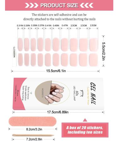Kalolary 20 Pieces Nail Stickers - Gel Nail Polish Full Wraps UV/LED Cured Strips with File & Stick for Women & Girls - Naked Pink - Buy Online on GoSupps.com
