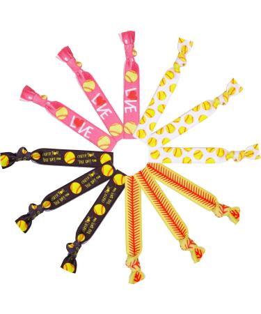 Softball Hair Ties - 32 Pieces Baseball Accessories for Women & Girls | Elastic Ribbon Sports Hair Accessories (Style 1) - Buy Online on GoSupps.com