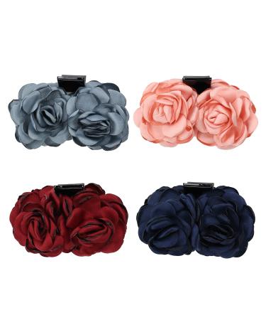 4 Pack Large Pink Red Navy Flower Hair Claw Clips for Women and Girls - Buy Online on GoSupps.com