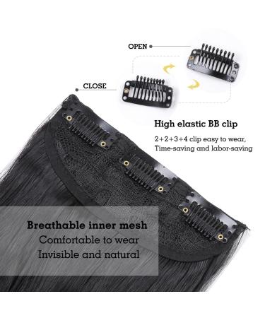 YDDM 24-Inch Clip-In Hair Extensions - Black Synthetic Smooth & Full (1B) - Affordable Realistic Look for Women (4PCs) - Buy Online on GoSupps.com