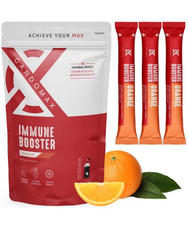 Immune Booster Liquid Drink Mix with Gingseng & Vitamin C - Single-Serve Water Flavoring Stick Packets for Immune Support - Orange Flavor (15 Count)