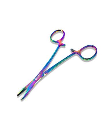 Cynamed Olsen Hegar Needle Holder Driver with Multicolor/Rainbow Titanium Coating - Premium Quality - Hemostat with Scissors and Locking Mechanism (5.5 in. (13.97 cm))