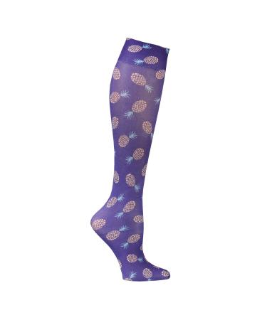 Celeste Stein Women's Mild Compression Knee High Stockings - Golden Pineapples