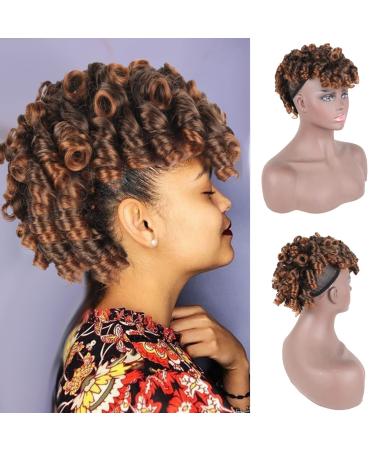 KRSI Afro Deep Kinky Curly Mohawk Ponytail with Bangs Drawstring for Women,Fake Ponytail with Bangs Drawstring Natural Black Faux Hawks Wigs for Woman 4C (1B/30)