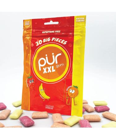 PUR XXL Gum Sugar Free Chewing Gum with Xylitol  Aspartame Free + Gluten Free  Vegan Friendly - Natural Fruit Flavored Gum  30 Pieces (Pack of 1) 30 Count (Pack of 1) - Buy Online on GoSupps.com