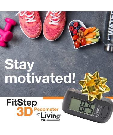 Living247 FitStep 3D Pedometer for Seniors - Easy One Button Step Counter - Buy Online on GoSupps.com